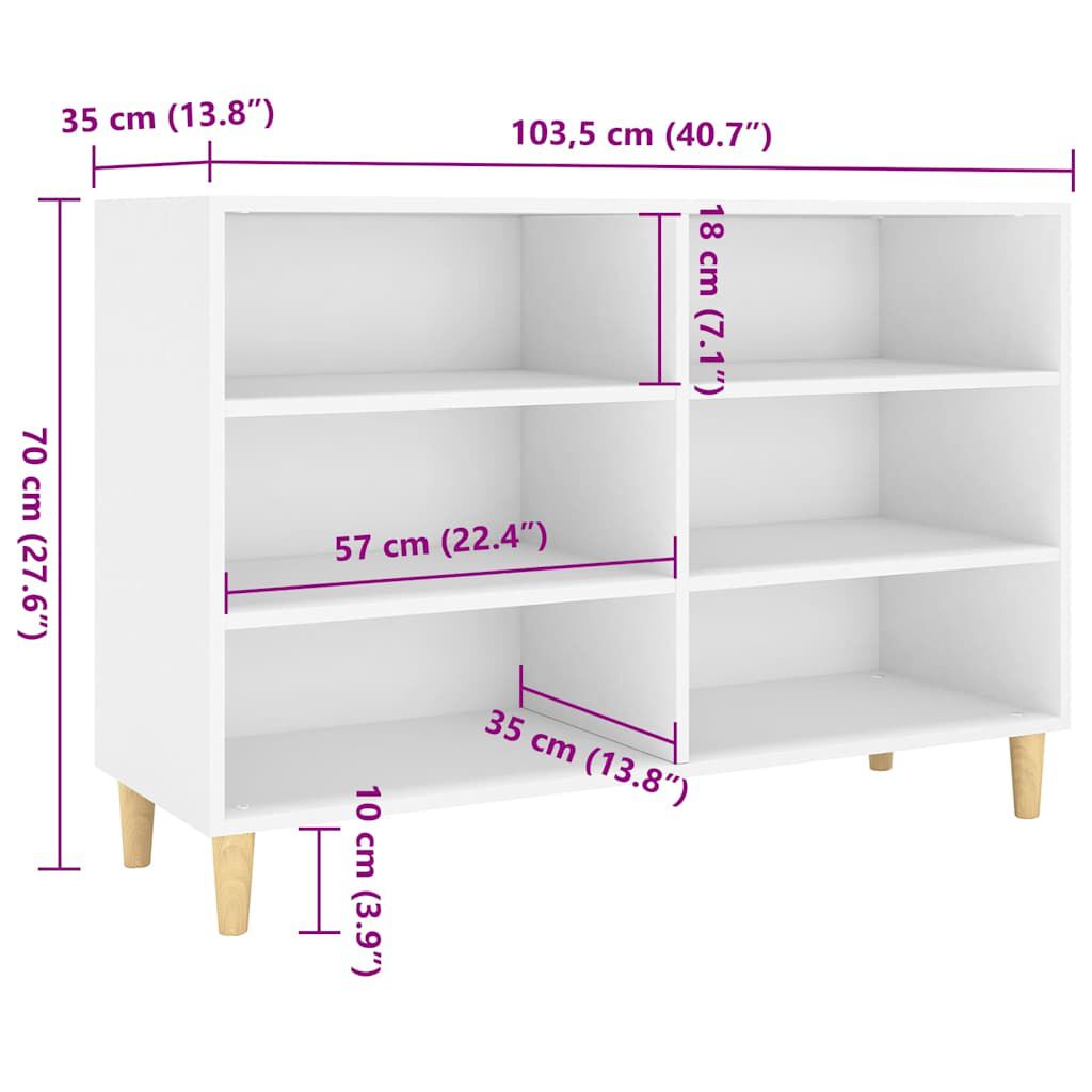 vidaXL Komoda bela 103,5x35x70 cm iverna plošča