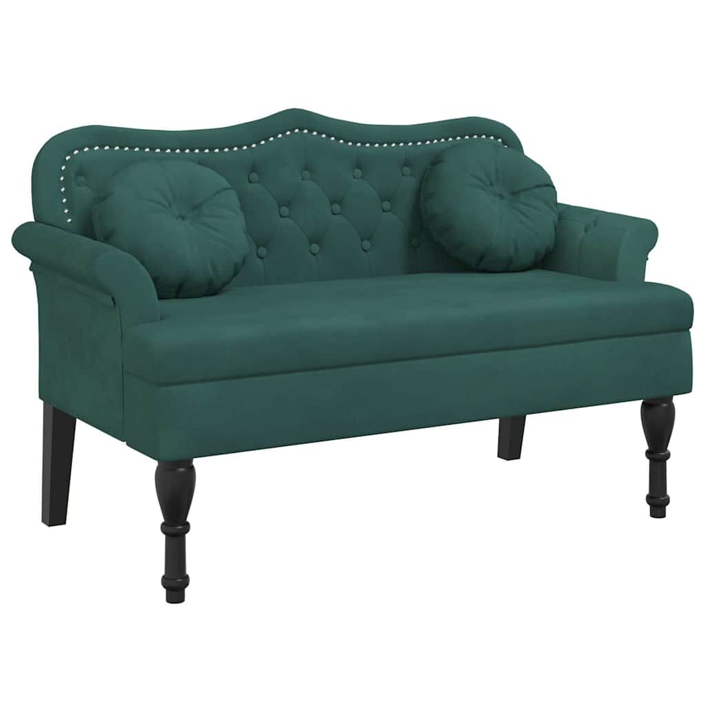 vidaXL Klop z blazinami temno zelena 120,5x65x75 cm žamet