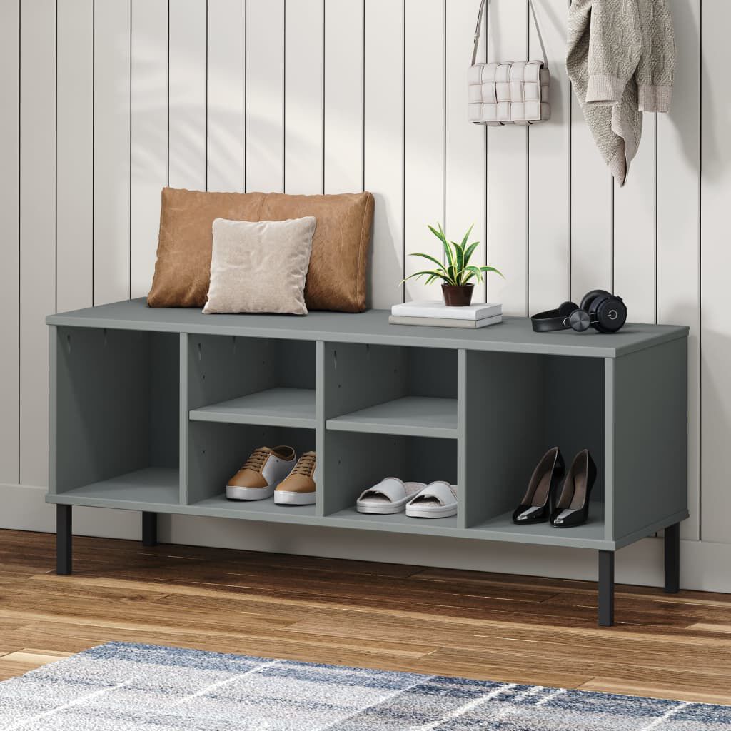 vidaXL Regal za čevlje z nogami siv 106x35x45 cm trden les OSLO