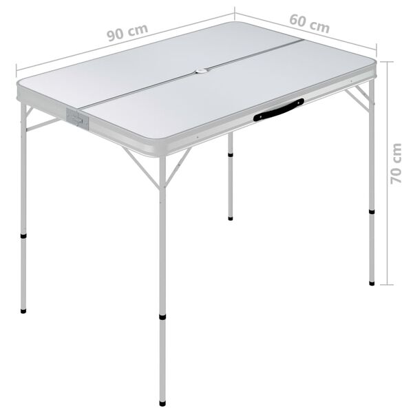 vidaXL Zložljiva kamping miza z 2 klopema aluminij bele barve