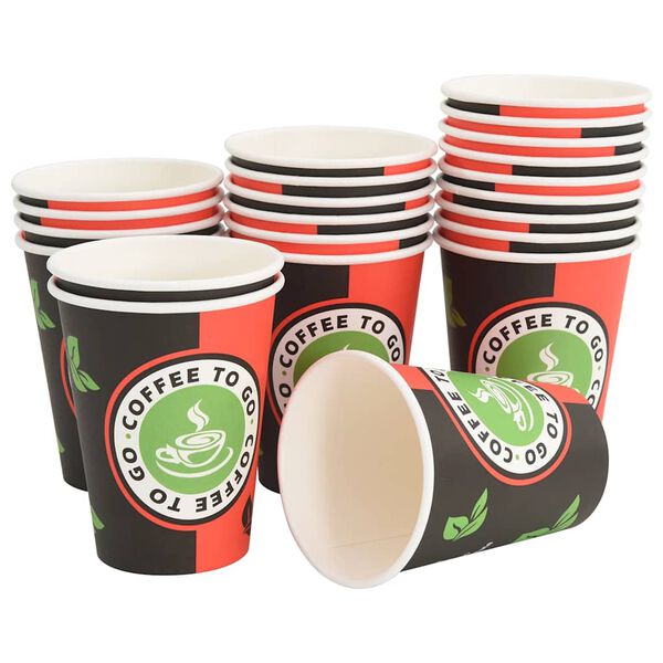 vidaXL Papirnate skodelice za kavo 1000 kosov 12oz 300ml Rdeča in črna