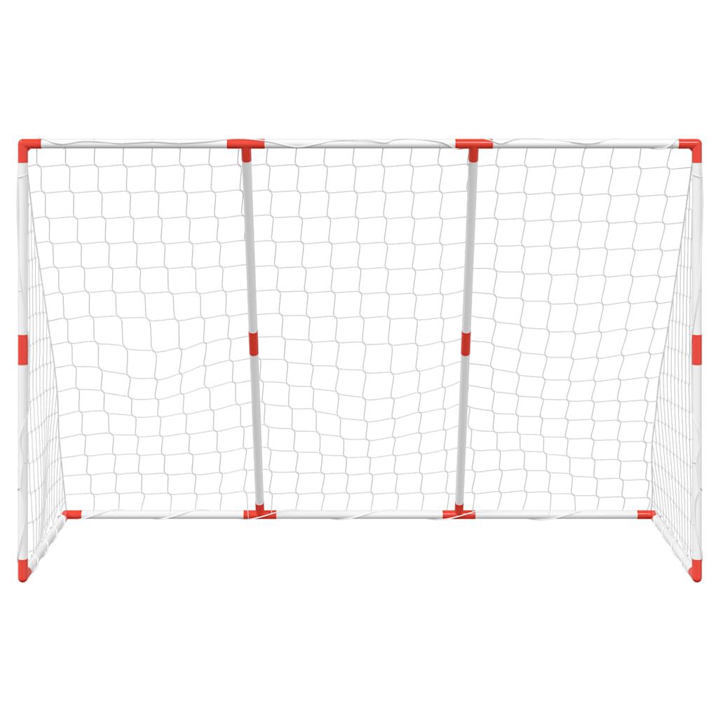 vidaXL Otroški nogometni gol z žogo 2 v 1 bela 184x64x124 cm