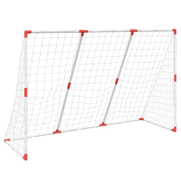 vidaXL Otroški nogometni gol z žogo 2 v 1 bela 184x64x124 cm