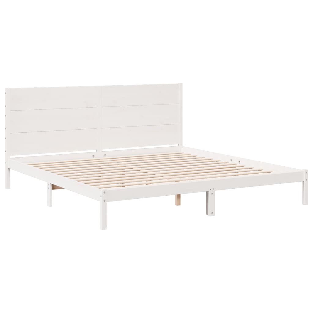 vidaXL Daljši posteljni okvir brez vzmetnice bel 200x220 cm trden les