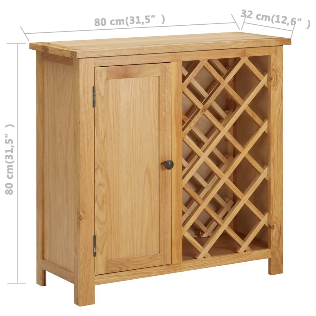 vidaXL Omarica za vino za 11 steklenic 80x32x80 cm trdna hrastovina