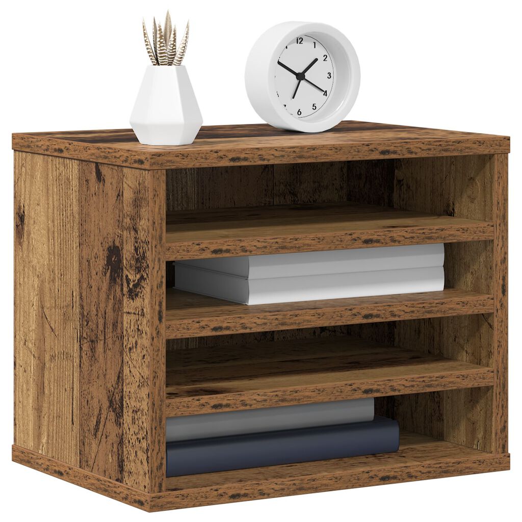 vidaXL Organizator za pisalno mizo Stari les 36x26x29,5 cm Les