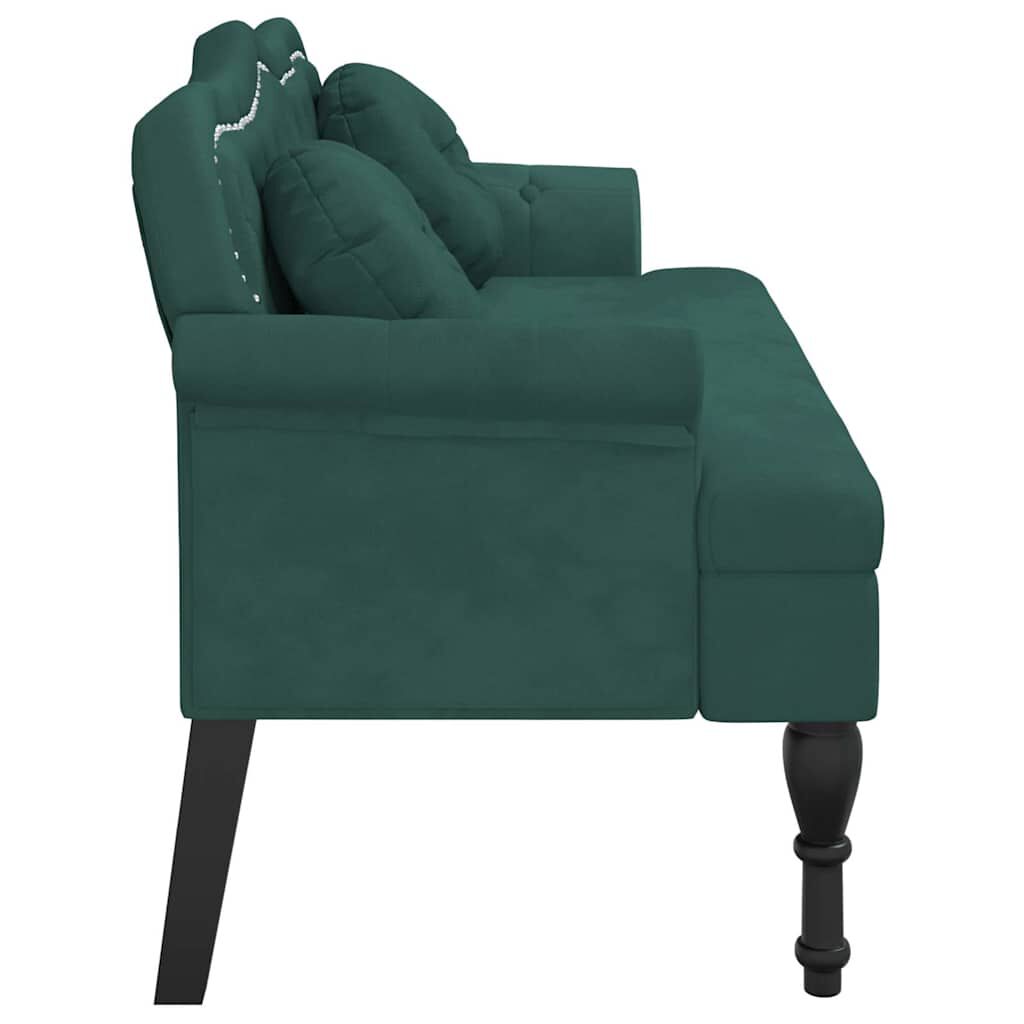 vidaXL Klop z blazinami temno zelena 120,5x65x75 cm žamet