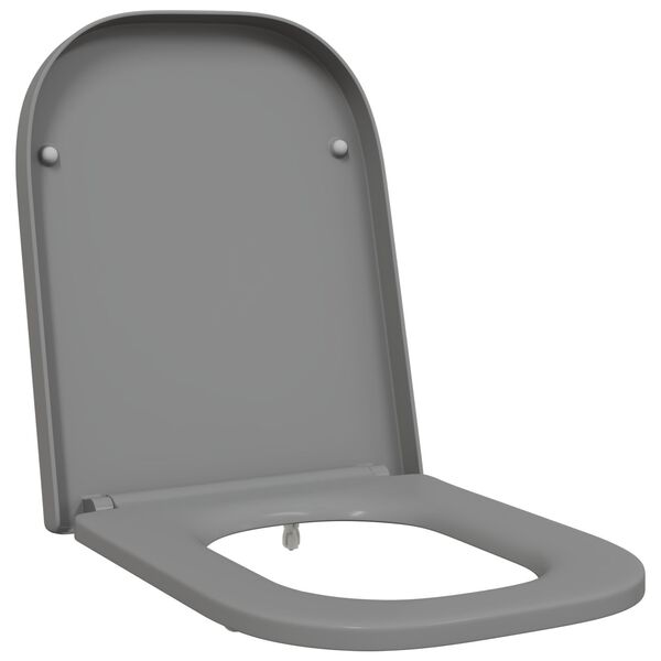 vidaXL Hiter Sedež za WC z Mehkim Zapiranjem Duroplast Siva
