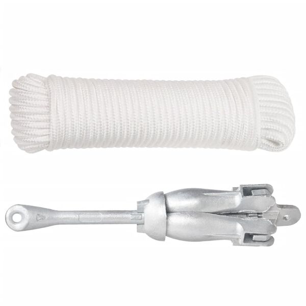 vidaXL Zložljivo sidro z vrvjo srebro 4 kg vroče pocinkano litino