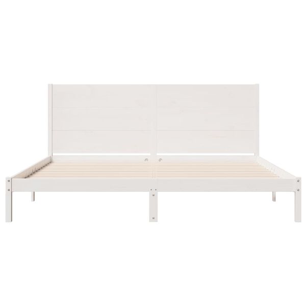 vidaXL Daljši posteljni okvir brez vzmetnice bel 200x220 cm trden les