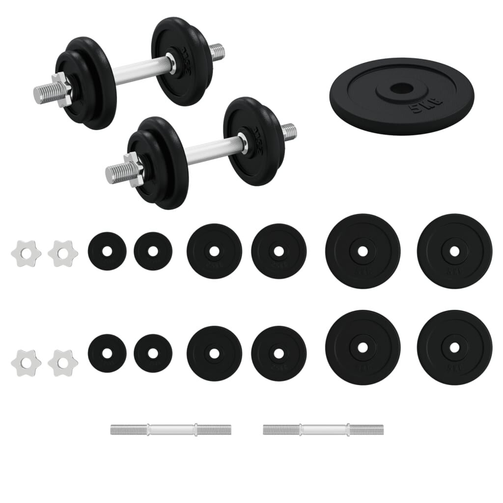 vidaXL Komplet uteži 40 kg lito železo in kromirano jeklo